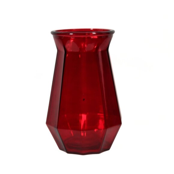 Vintage Y2K Whimsigoth Red Glass Vase – Decagon Shape, 9" Tall - Picture 4 of 8